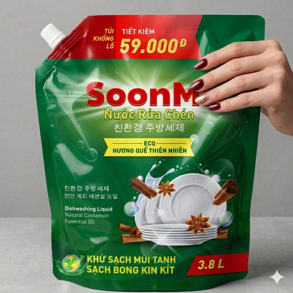 Nước rửa chén hương quế Soonmi 3L8