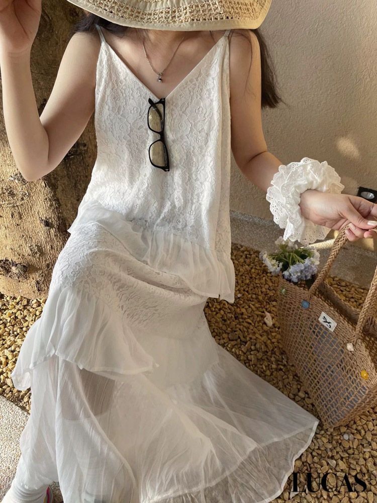 Váy 2 dây voan phối viền bèo lệch maxi_thumbnail_1