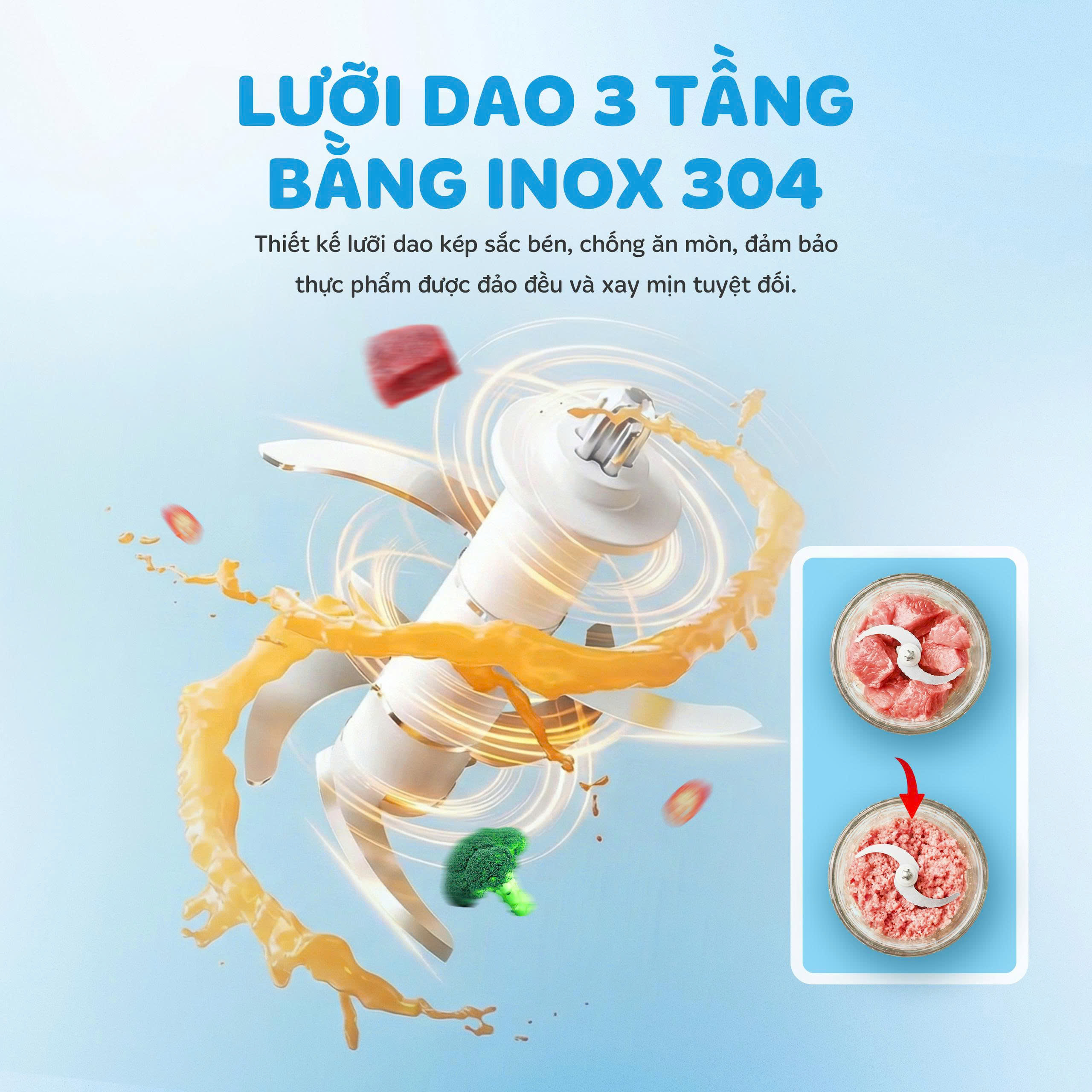 Máy xay mini đa năng Kalite MiuMiu, dung tích 350ml, lưỡi dao 6 bằng inox304, bắt mắt với điểm nhấn tai mèo thần tài_thumbnail_4
