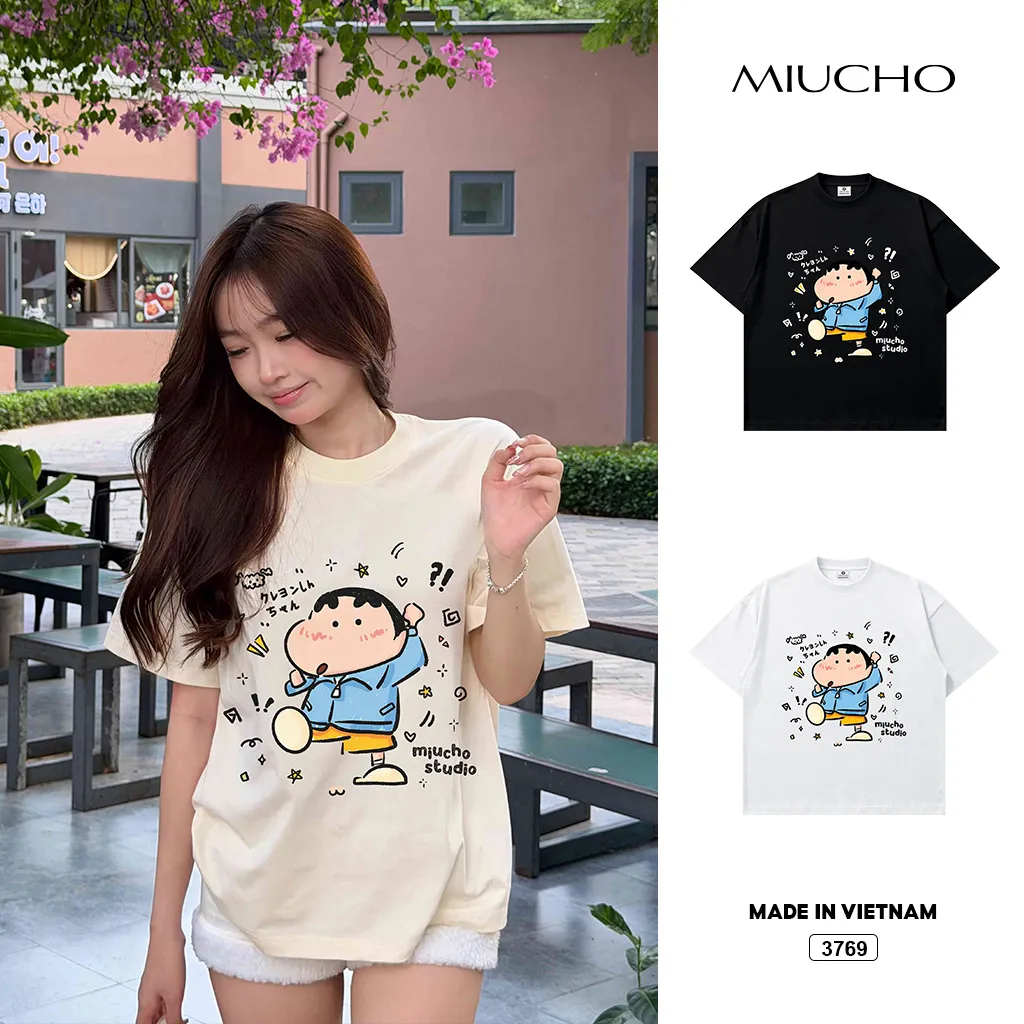 Áo thun nữ form boxy Shinnosuke phong cách đáng yêu Miucho 3769