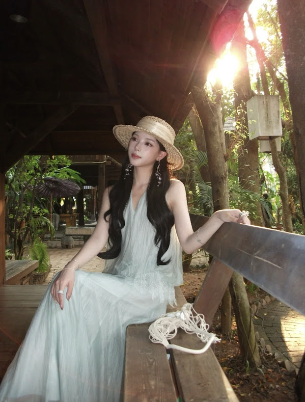 Lucas - Set áo voan tơ zile cổ tim + chân váy xòe dáng maxi_thumbnail_2