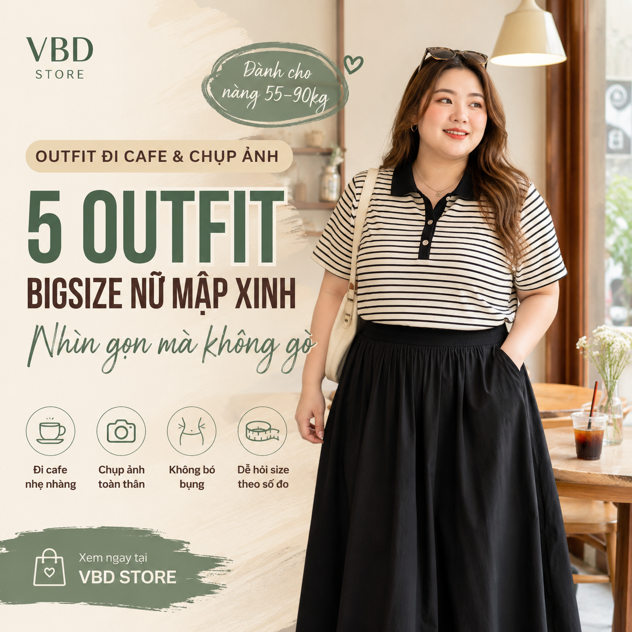 Thời Trang Big Size Nữ Mập Xinh: 5 Outfit Đi Cafe