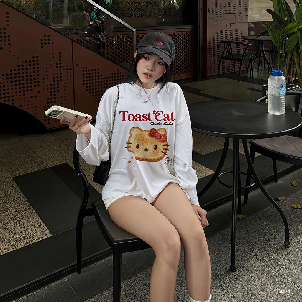 Áo thun tay dài form boxy Toast Cat Miucho 4171_thumbnail_5