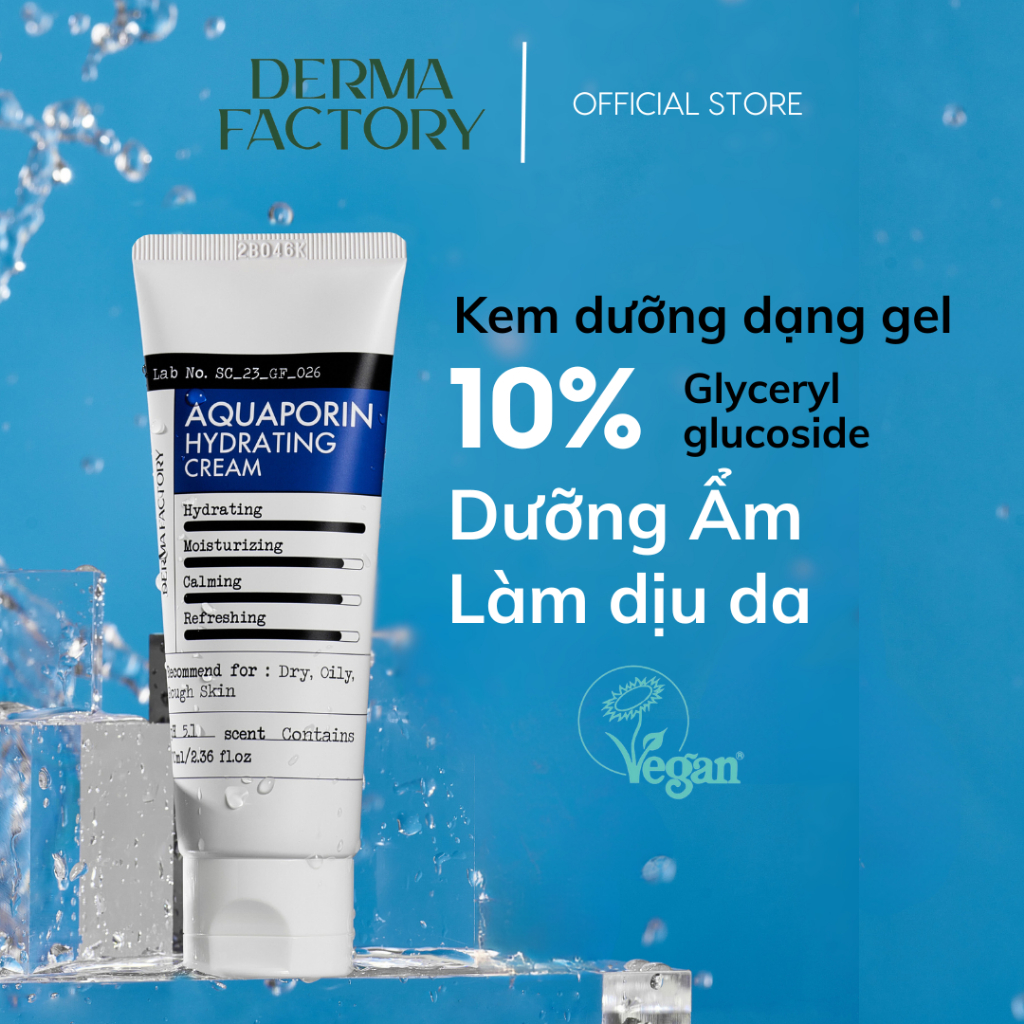 DERMA FACTORY Kem dưỡng ẩm Aquaporin Hydrating Cream 70g