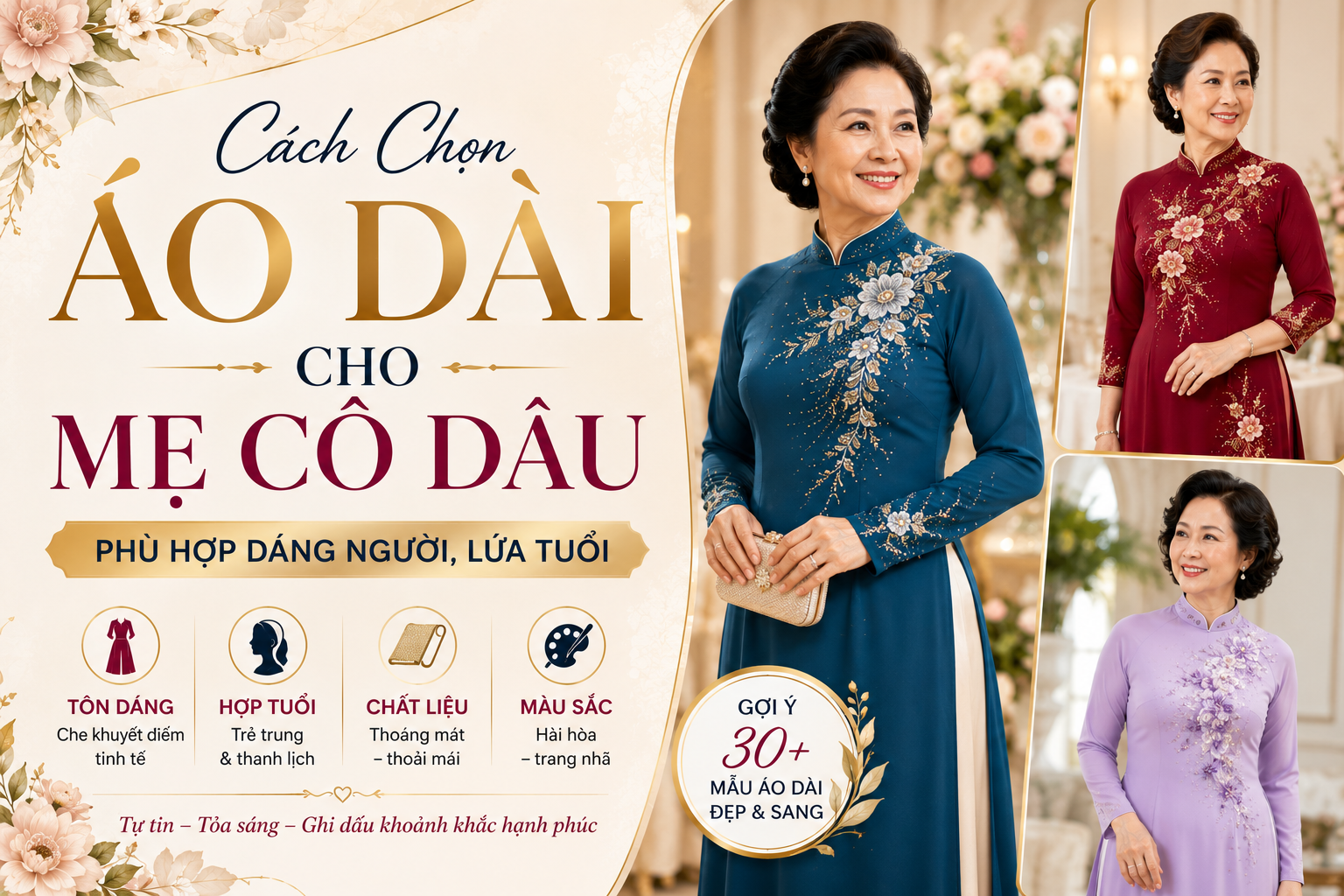 Cách Chọn Áo Dài Cho Mẹ Cô Dâu Phù Hợp Dáng Người, Lứa Tuổi