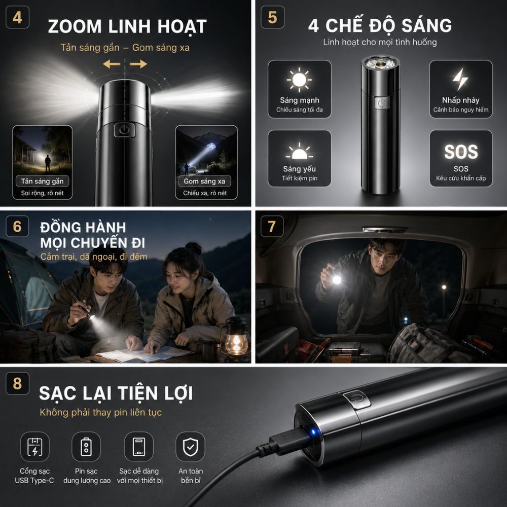 Đèn Pin Sạc Đa Năng Kachi MK425: Soi Rọi Mọi Hành Trình, Bừng Sáng Mọi Cuộc Vui_thumbnail_9
