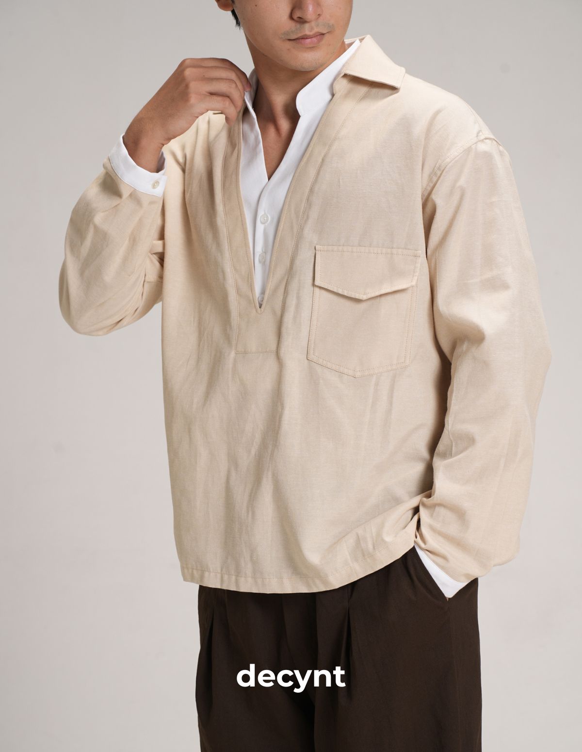 decynt Shirt 05 - Áo sơ mi phối layer chất liệu cotton pha_thumbnail_1