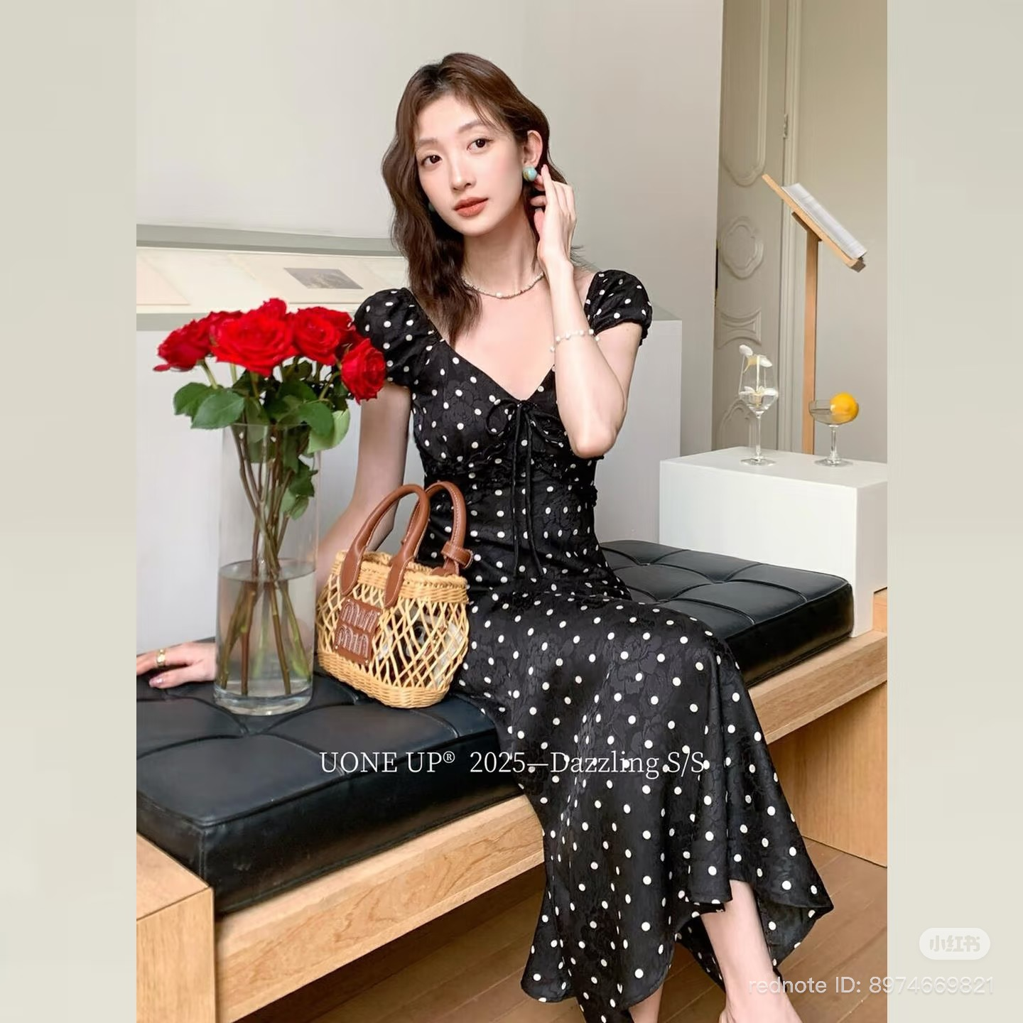 Lucas - Váy chấm bi cổ tim tay hến chun vai chân xòe dáng maxi_thumbnail_7