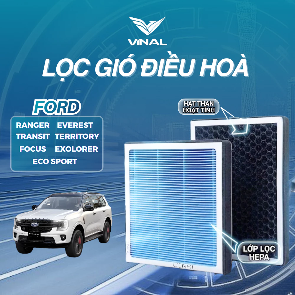 Lọc Gió Điều Hòa Ô Tô VINAL dành cho Ford Ranger Everest Territory EcoSport Transit Explorer Focus