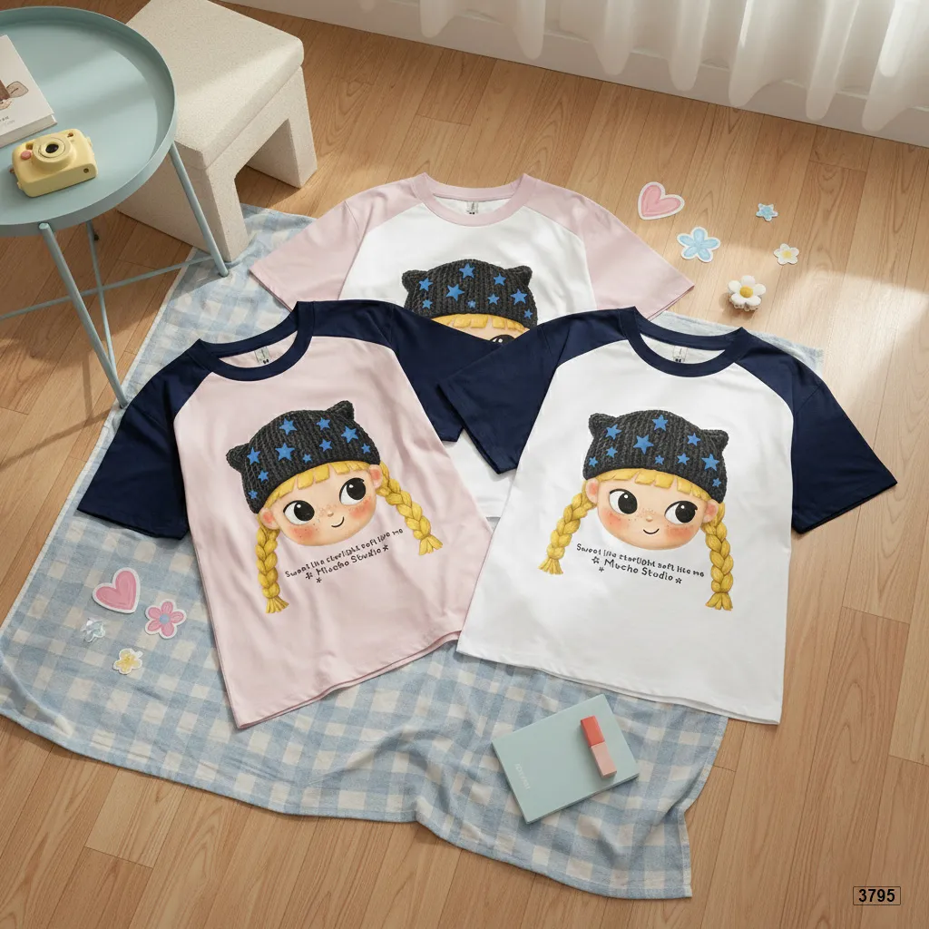 Áo babytee nữ phối raglan Sweet Star Cartoon phong cách trẻ trung Miucho 3795_thumbnail_7