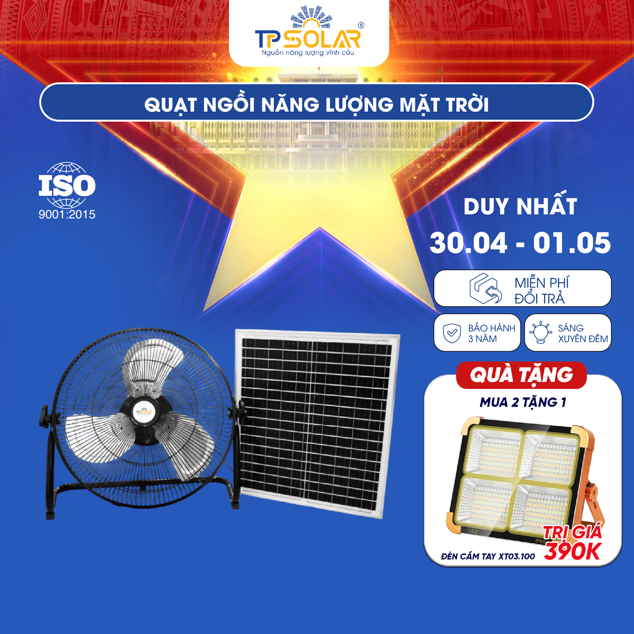 Quạt ngồi năng lượng mặt trời