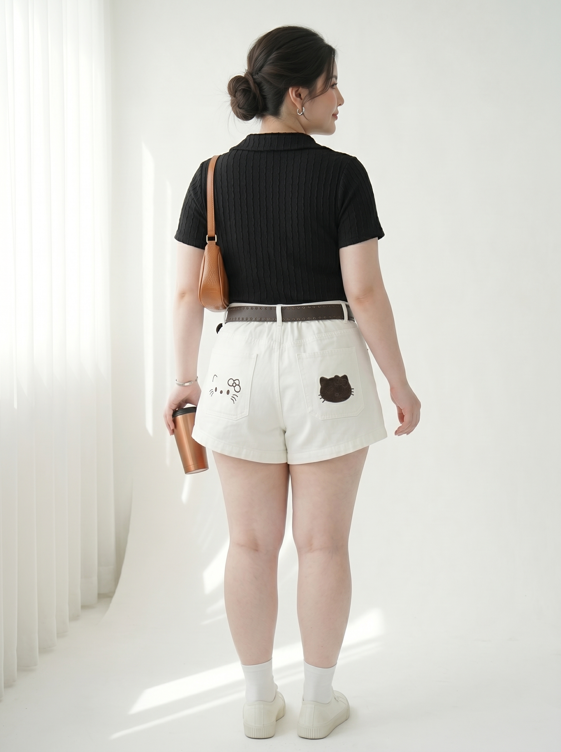 Quần Short Jean Lưng Thun Bigsize Thêu Mèo Dễ Phối - Trắng - Size 30-35 - T-QSJ1325_thumbnail_1