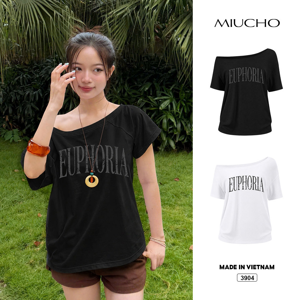 Áo thun nữ form rộng lệch vai chất thoáng mát Miucho 3904