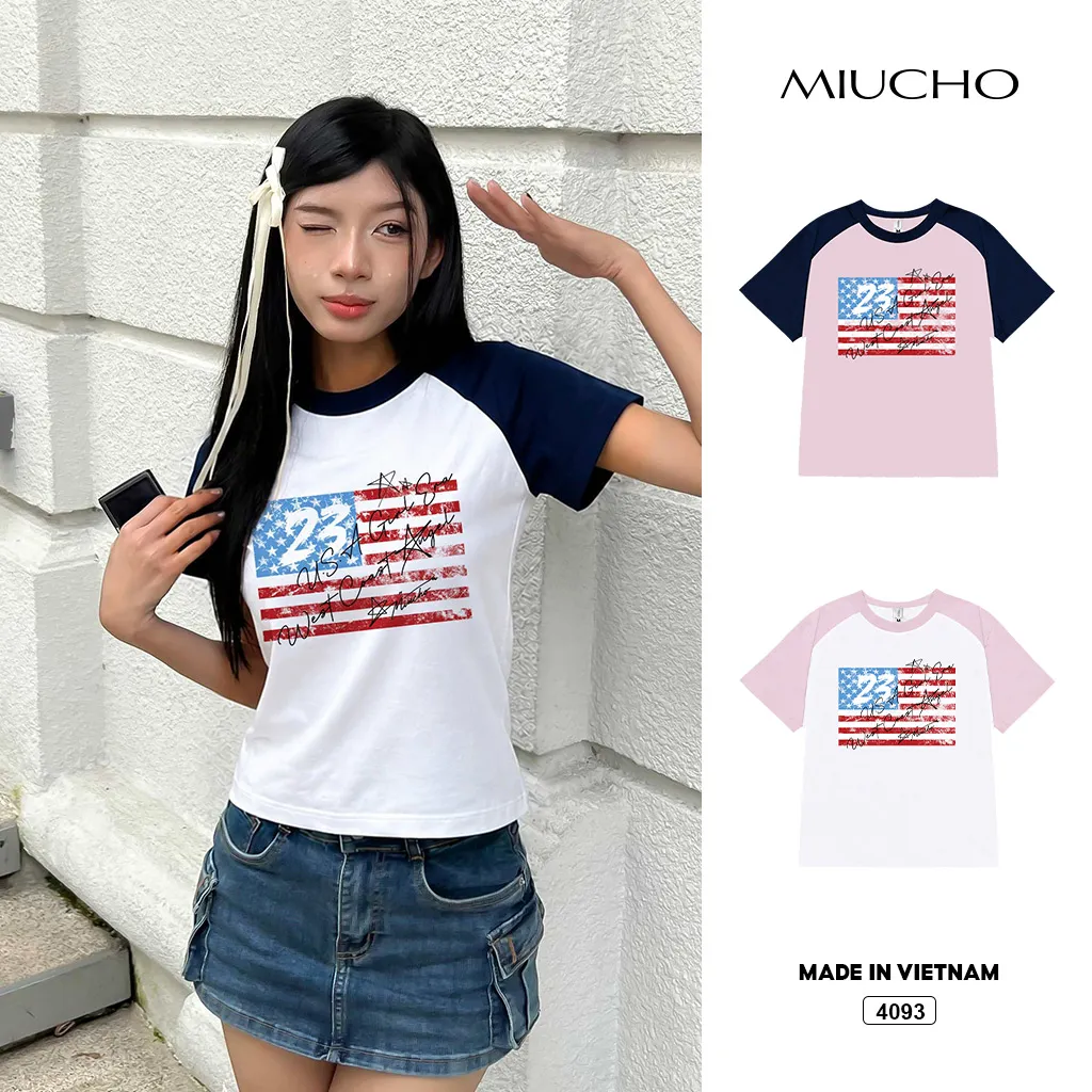 Áo babytee phối tay phong cách cá tính Miucho 4093