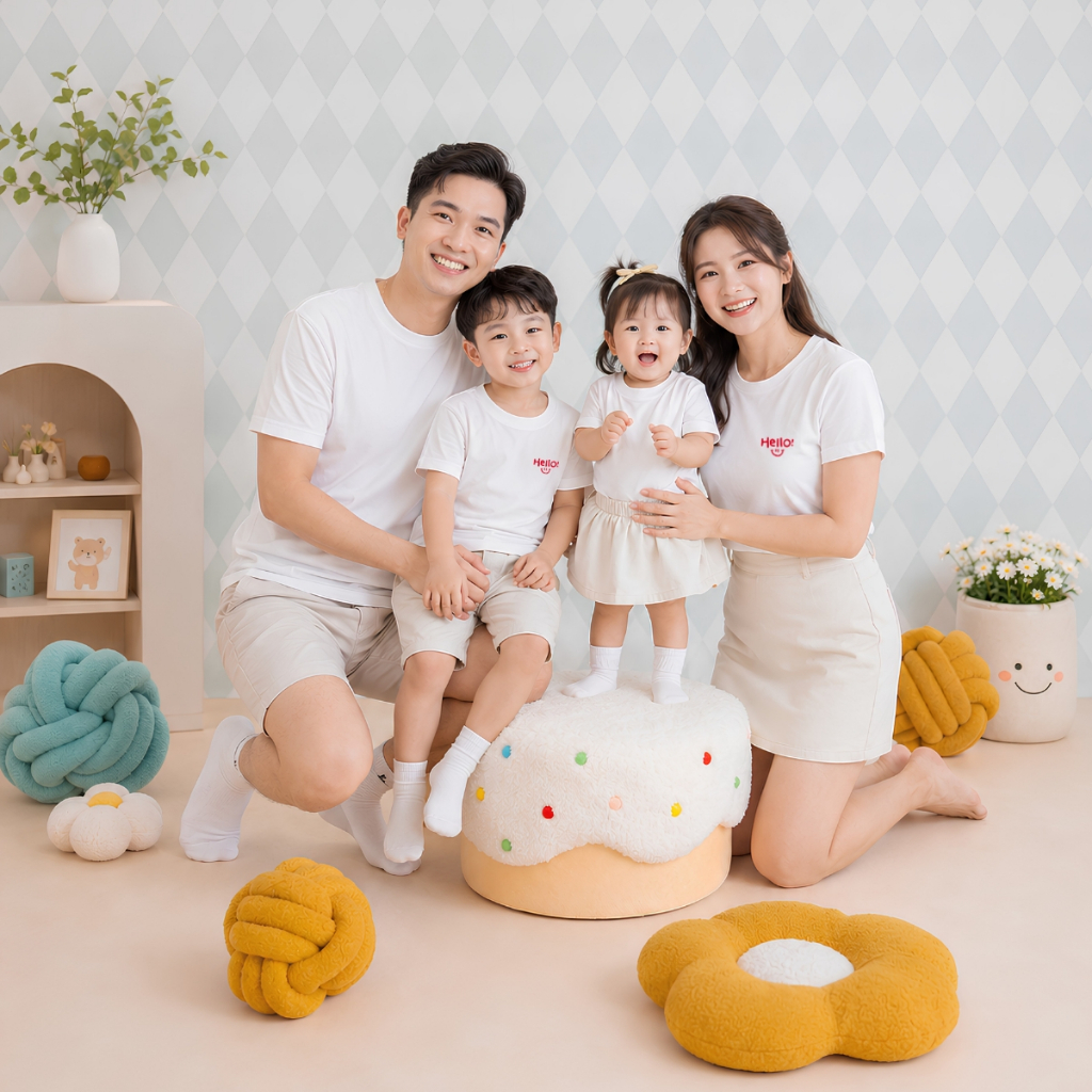 Áo phông gia đình 3,4,5 người chữ HELLO mặt cười - Loza GĐ8616_thumbnail_2
