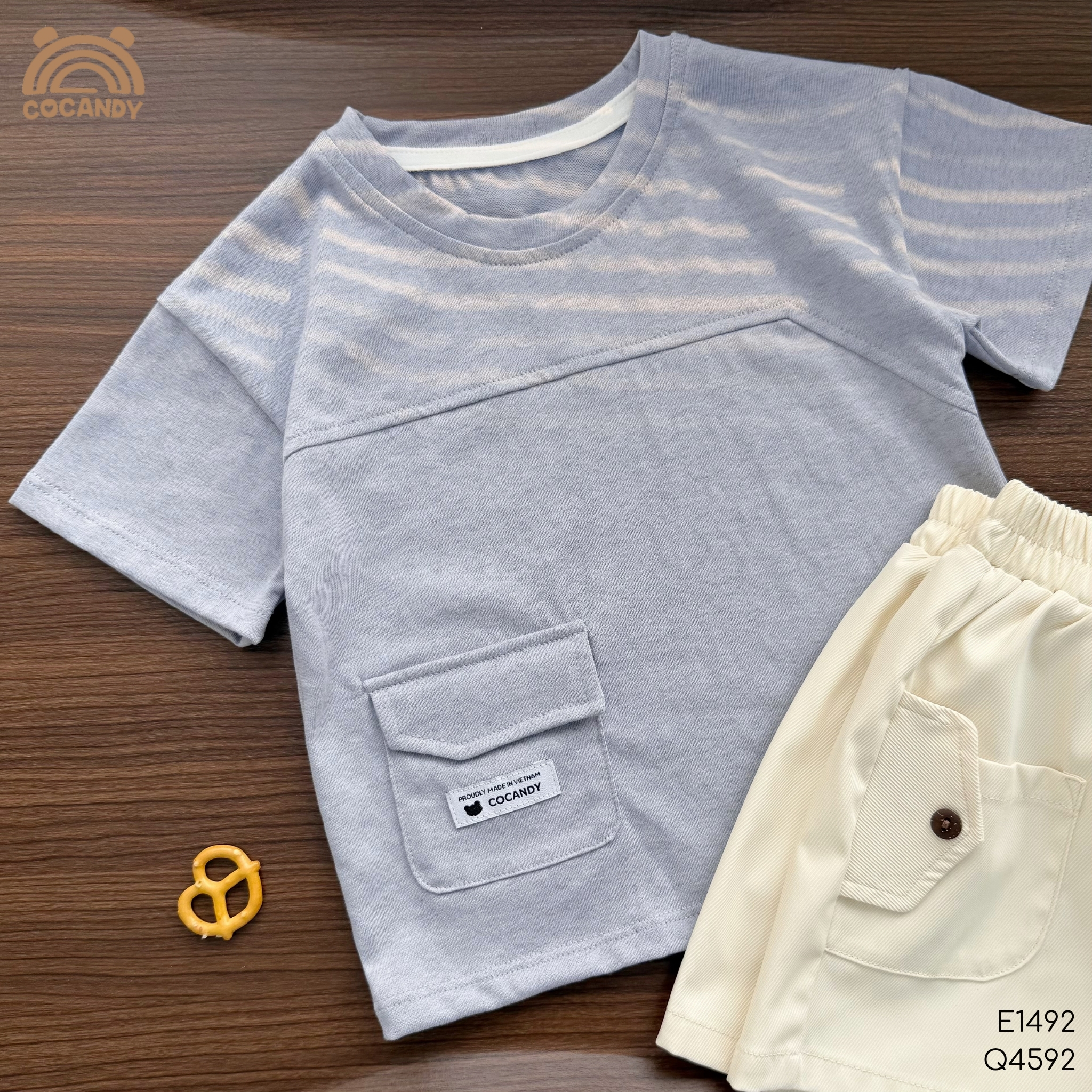 Áo cộc thun XANH GHI phối túi lệch CCD_thumbnail_2