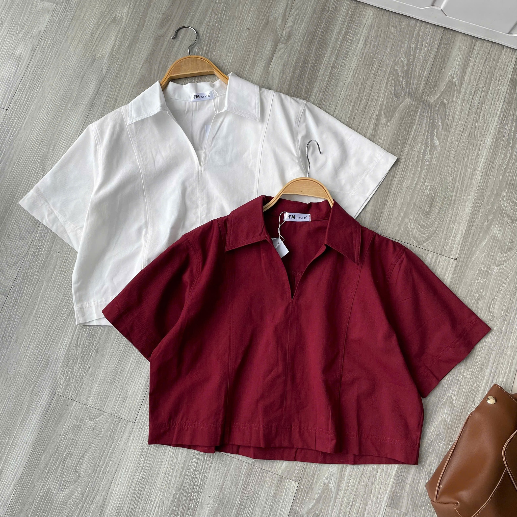 Áo Sơ Mi Nữ Kiểu TN Crop cổ V bẻ viền giữa HN.215 (C) (1451) - Freesize_thumbnail_2