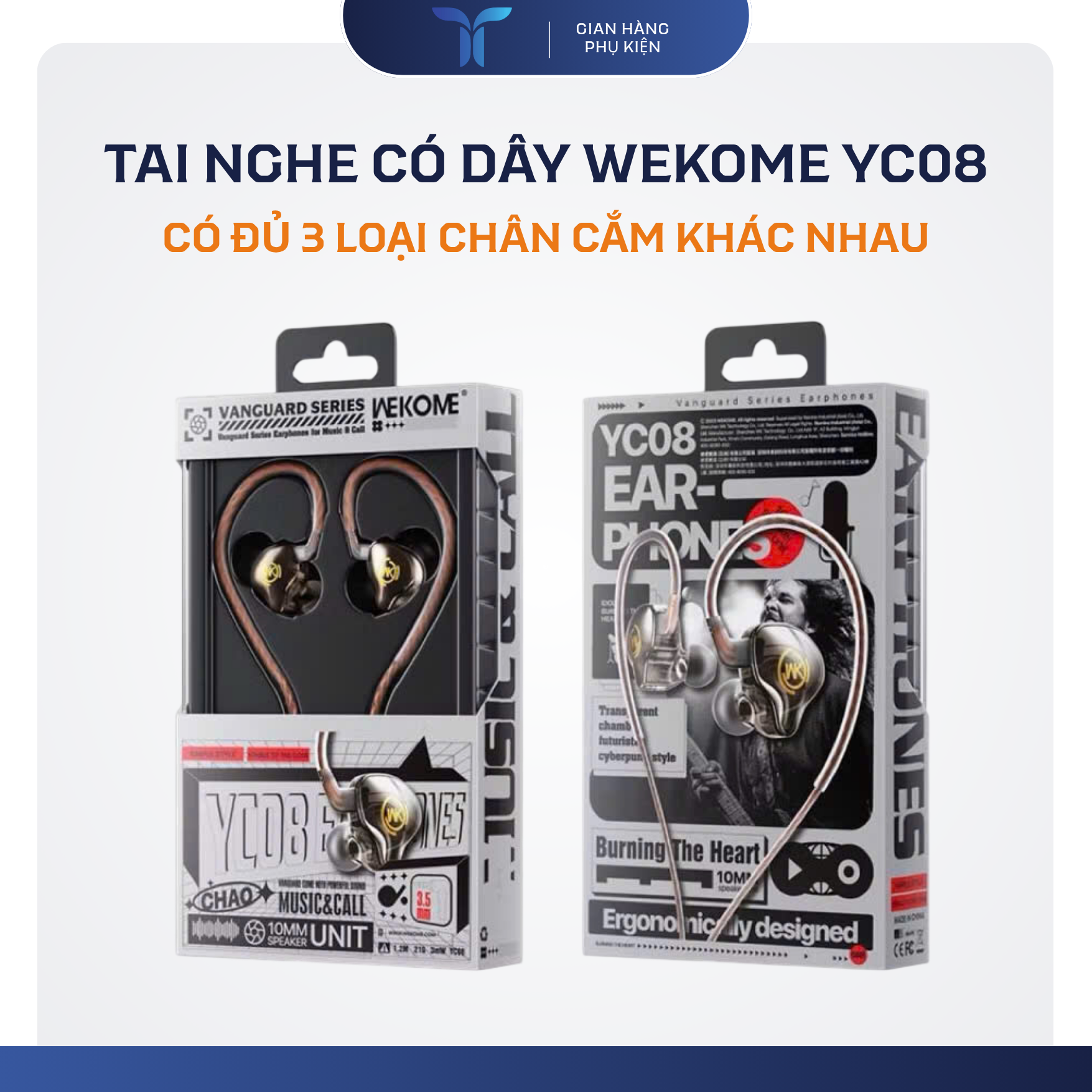 T-ECO SHOP | Tai Nghe WEKOME YC08 Có Dây Nghe Nhạc Kết Nối Qua Cổng Tương Thích