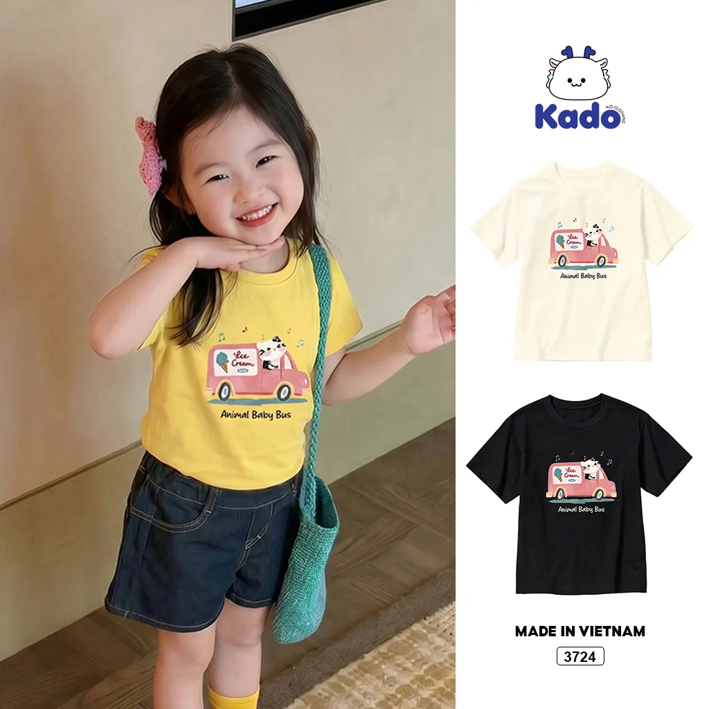 Áo thun bé gái form rộng mùa hè Baby Bus Kado 3724