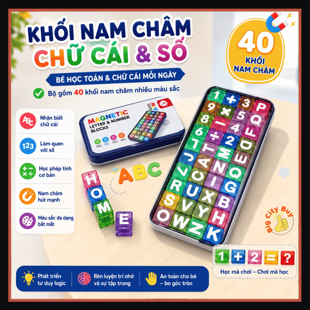 HỘP NAM CHÂM HỌC TOÁN THÚ VỊ CHO BÉ – VỪA CHƠI VỪA HỌC, GIÚP BÉ PHÁT TRIỂN TƯ DUY MỖI NGÀY BigcityBuy 341HN