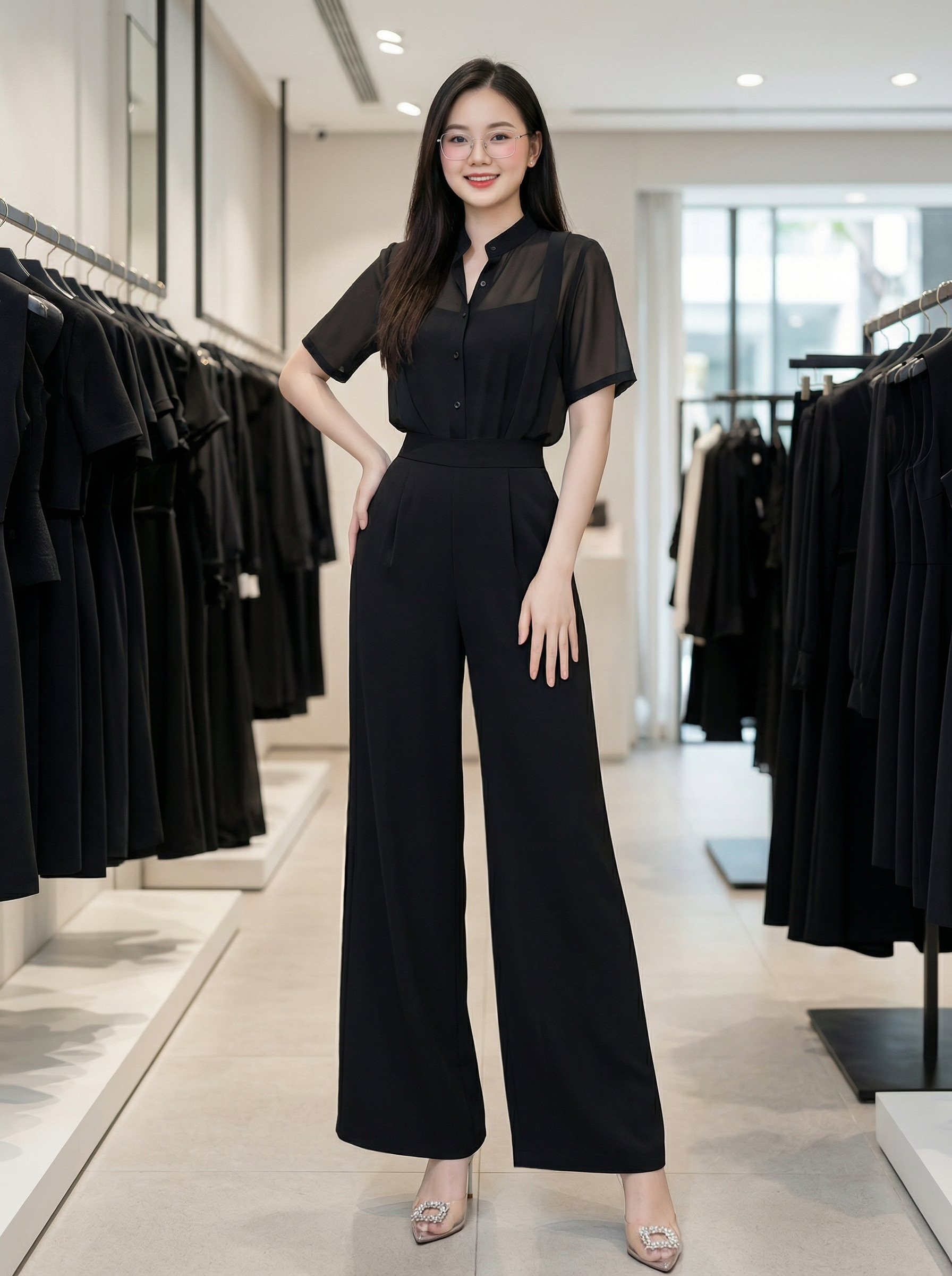 Set đồ bộ áo cổ trụ quần yếm