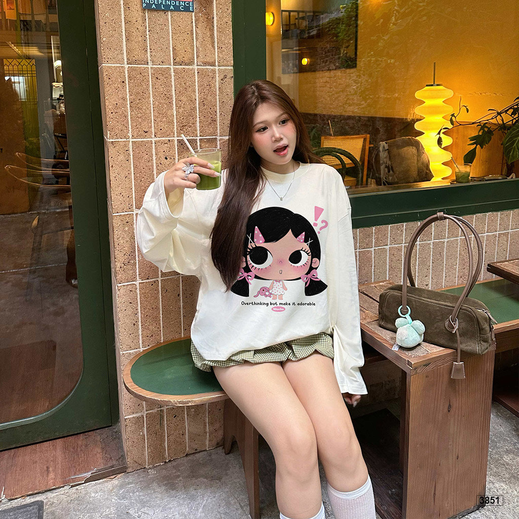Áo thun nữ form boxy tay dài nữ áo cute phong cách soft girl Hàn Quốc Miucho 3851_thumbnail_5