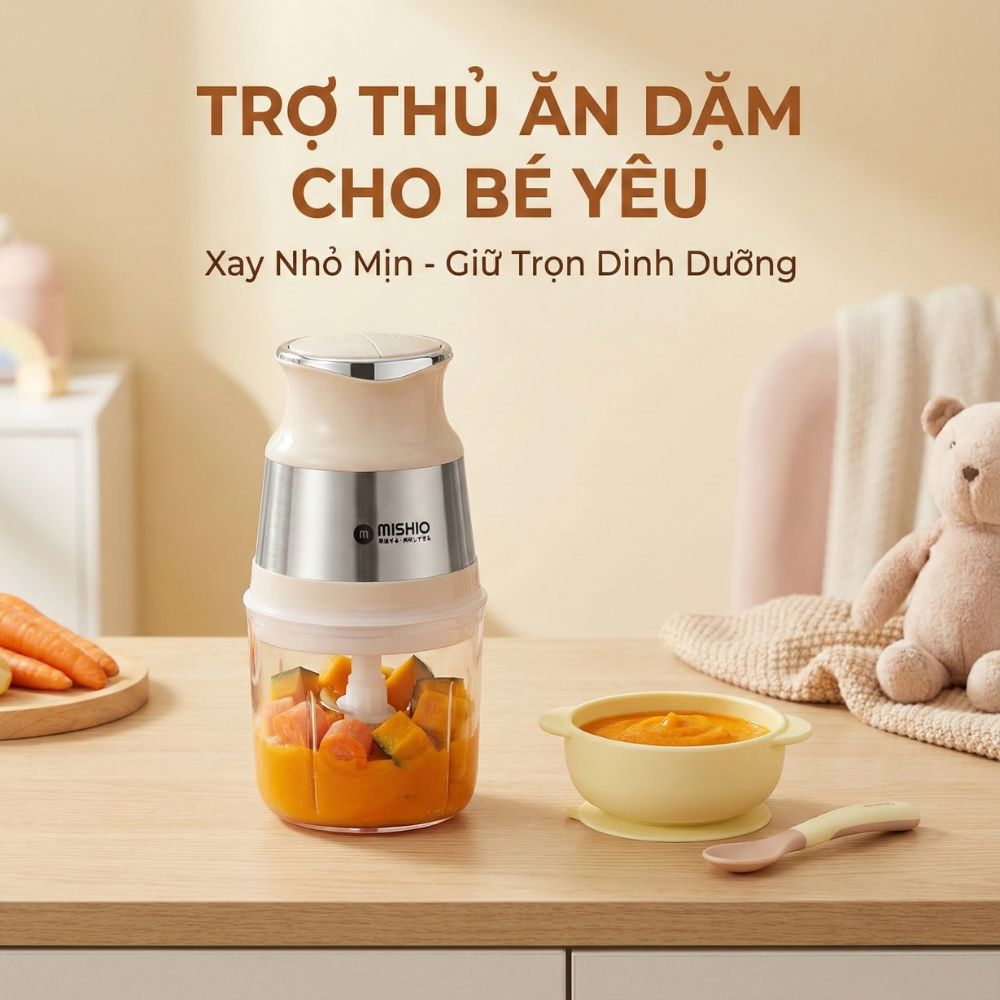Máy Xay Mini Mishio MK389 - Dung Tích 0.8L, Xay Đồ Ăn Dặm, Gia Vị, Đồ Khô, Công Suất 250W Mạnh Mẽ_thumbnail_1