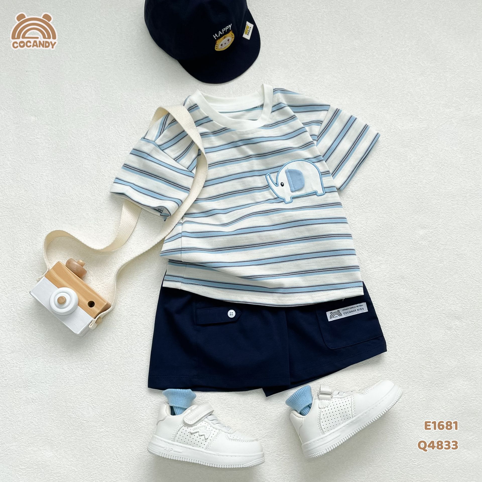 Quần cộc cotton XANH THAN túi ốp