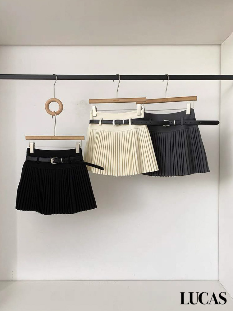 Chân váy xếp ly hạ eo + belt da đen_thumbnail_3