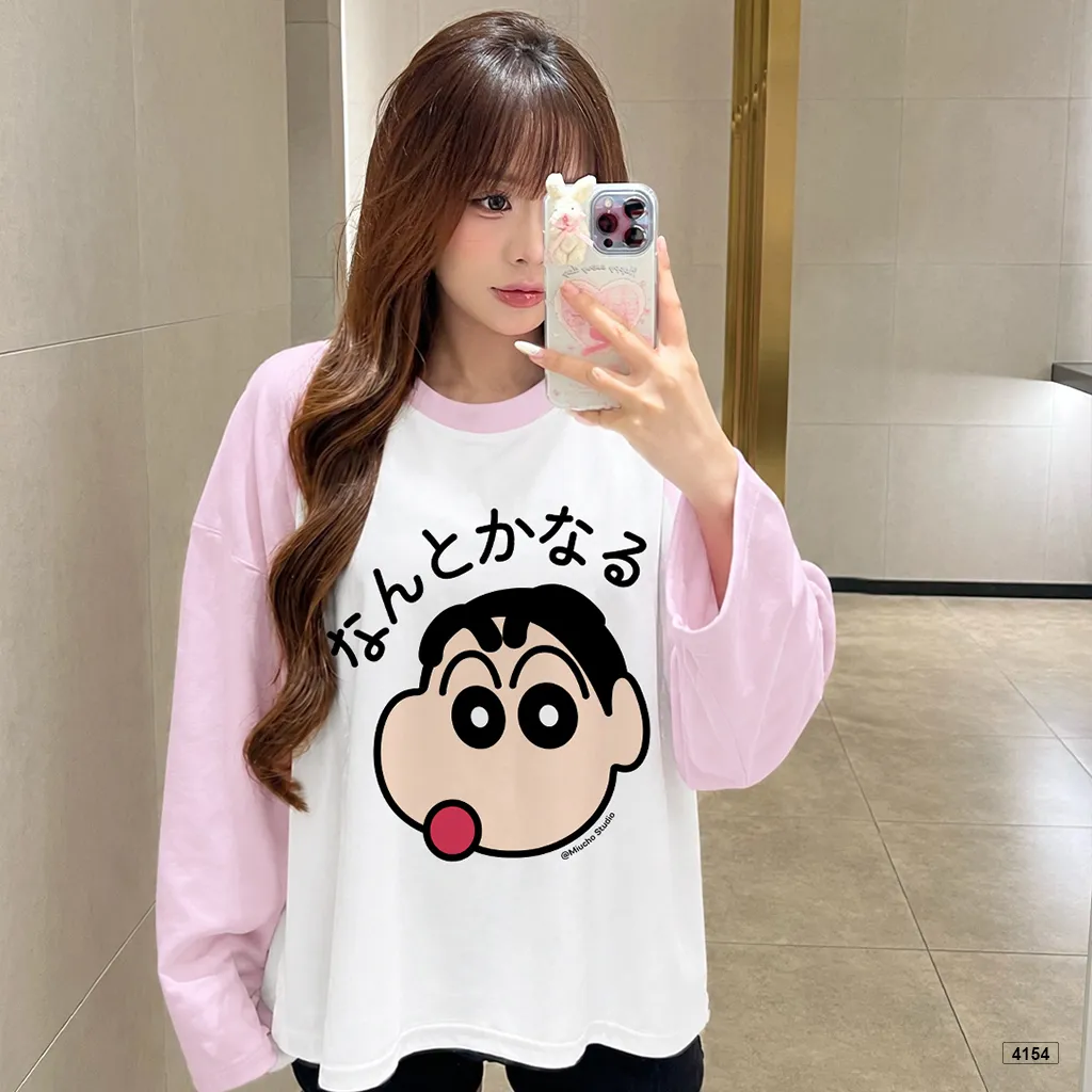 Áo thun tay dài phối raglan Shiin chan đáng yêu Miucho 4154_thumbnail_4