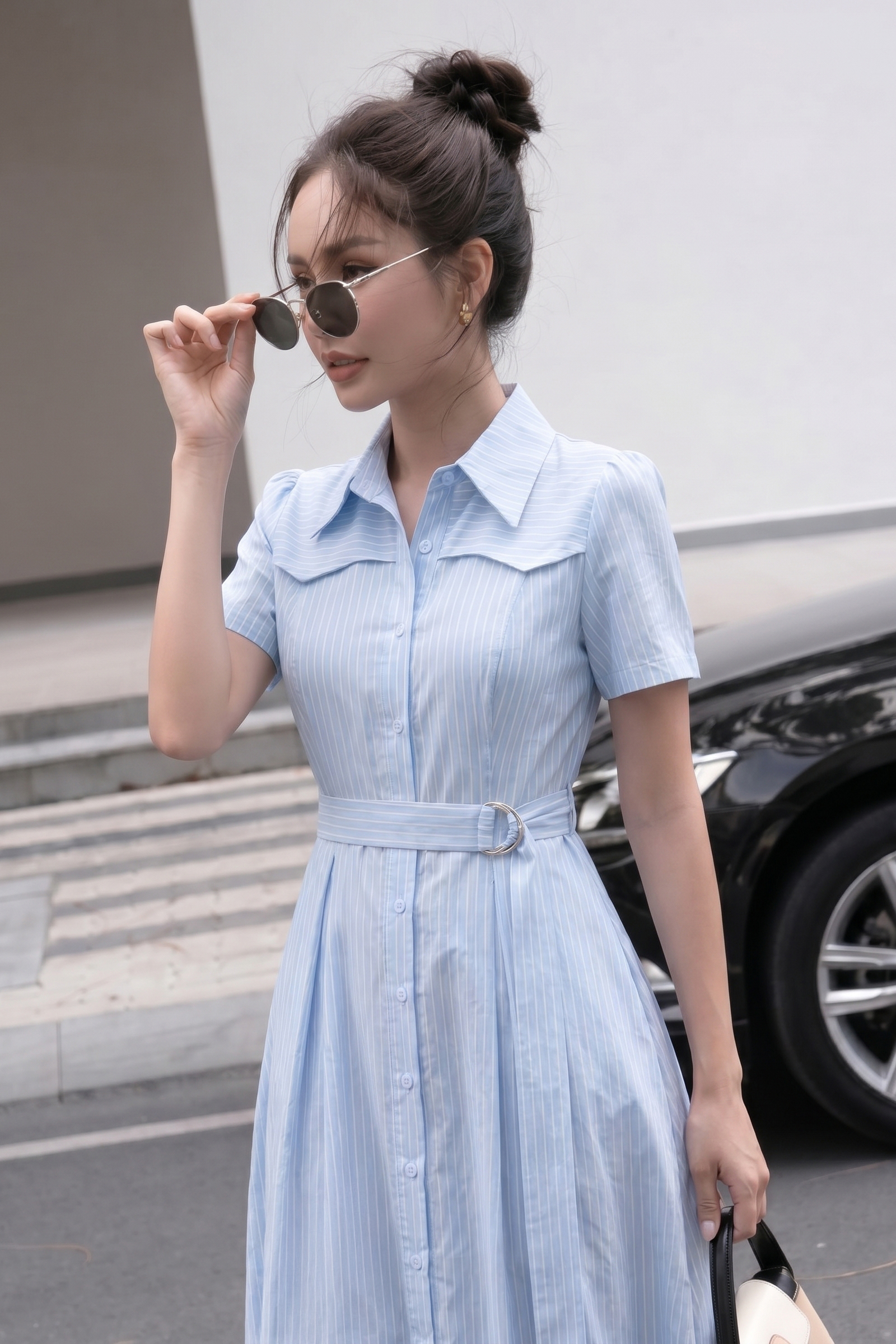 Đầm sơ mi xòe 26203 kẻ xanh_thumbnail_2