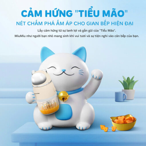Máy xay mini đa năng Kalite MiuMiu, dung tích 350ml, lưỡi dao 6 bằng inox304, bắt mắt với điểm nhấn tai mèo thần tài_thumbnail_3