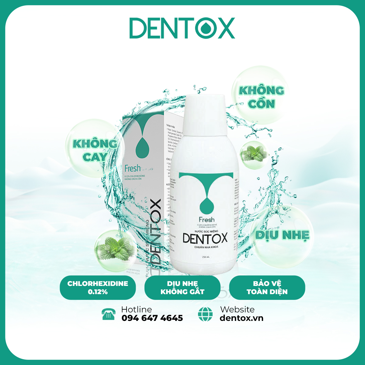 COMBO 2 CHAI Nước súc miệng Chuẩn Y khoa Dentox Khử hôi miệng Không cồn không cay 250ml_thumbnail_2