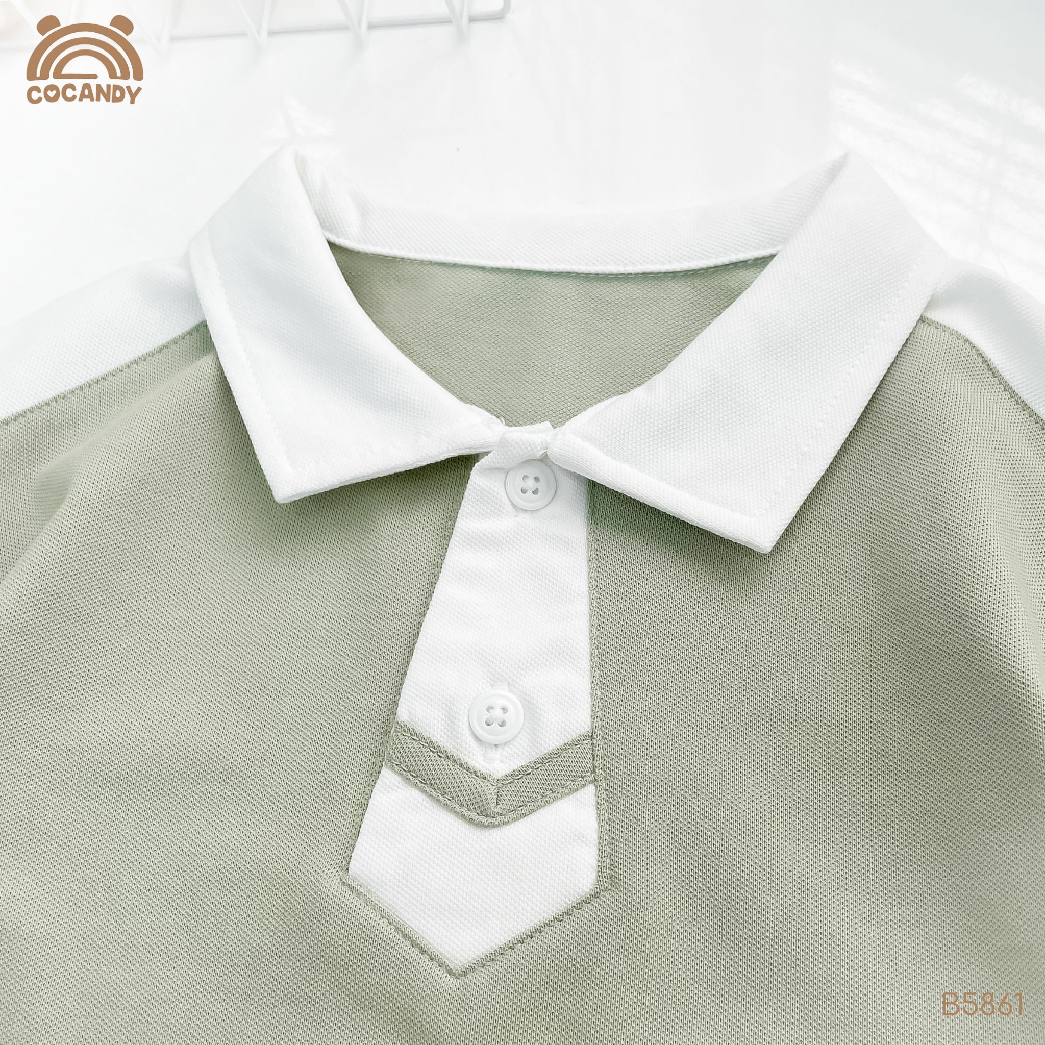 Bộ cộc polo XANH LÁ giả cổ cà vạt_thumbnail_5