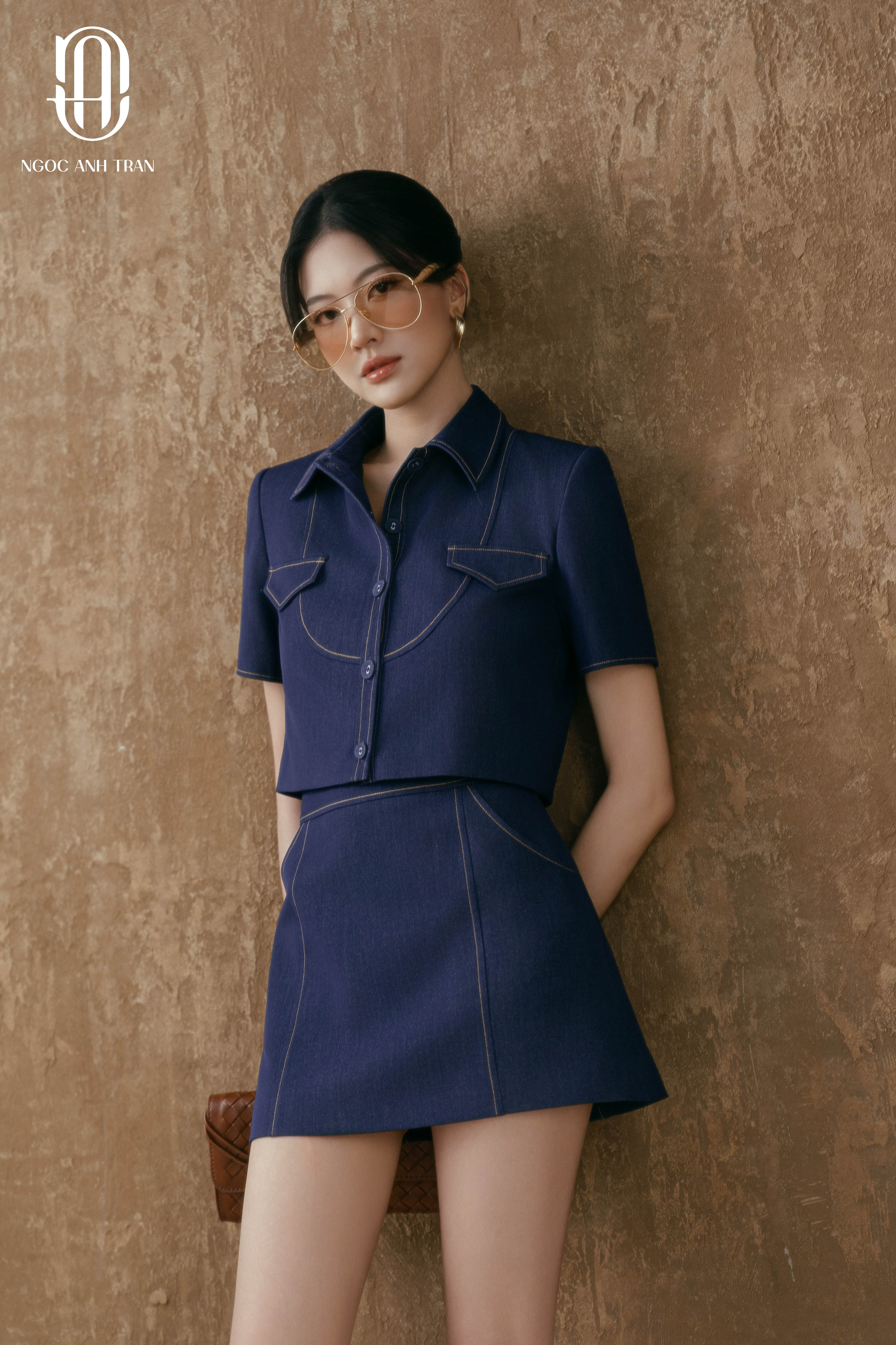 A267 - Set áo sơ mi denim cổ đức phối chân váy A denim_thumbnail_3