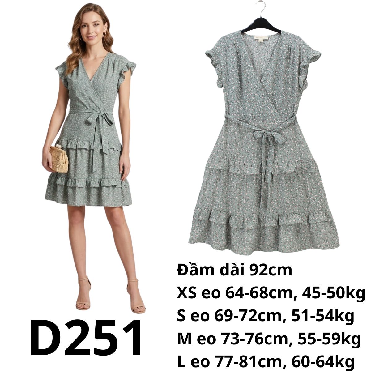 D251 - Đầm bông nhí xanh