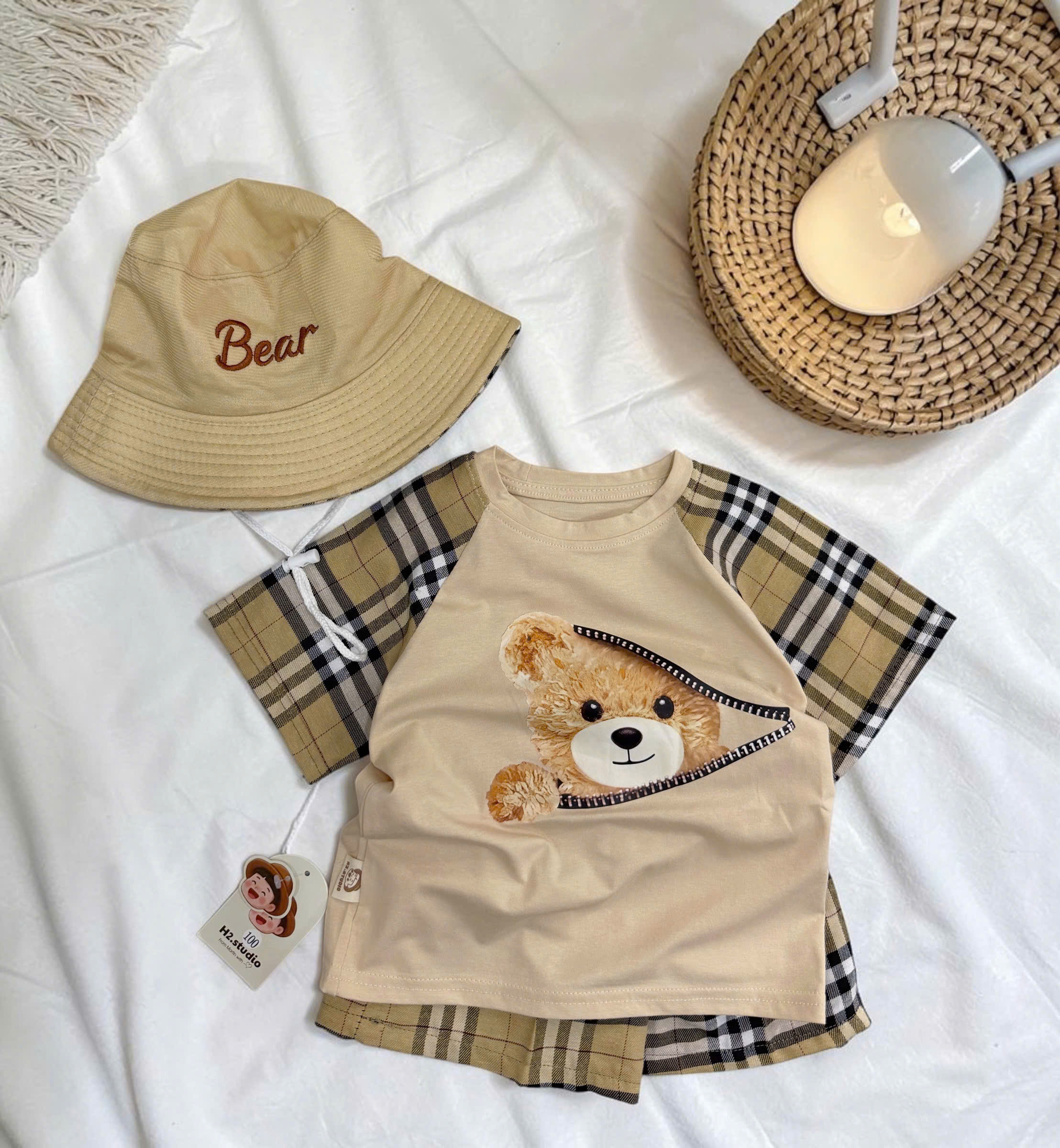 B57 BỘ CỘC GẤU NÂU PHỐI BBR KÈM MŨ VÀNH- A117.1802_thumbnail_2