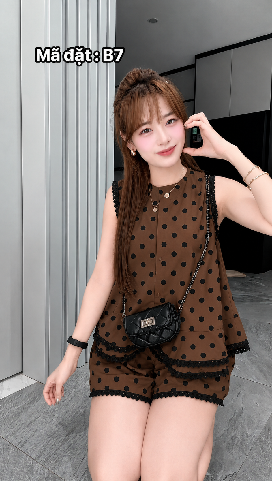 Set chấm bi ren viền 1315