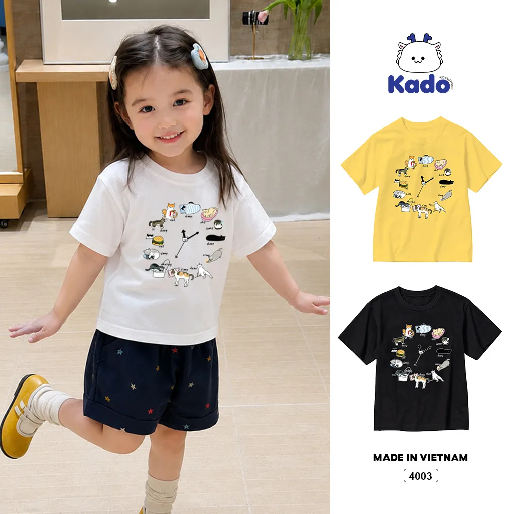 Áo thun trẻ em Cats Time đáng yêu Kado 4003