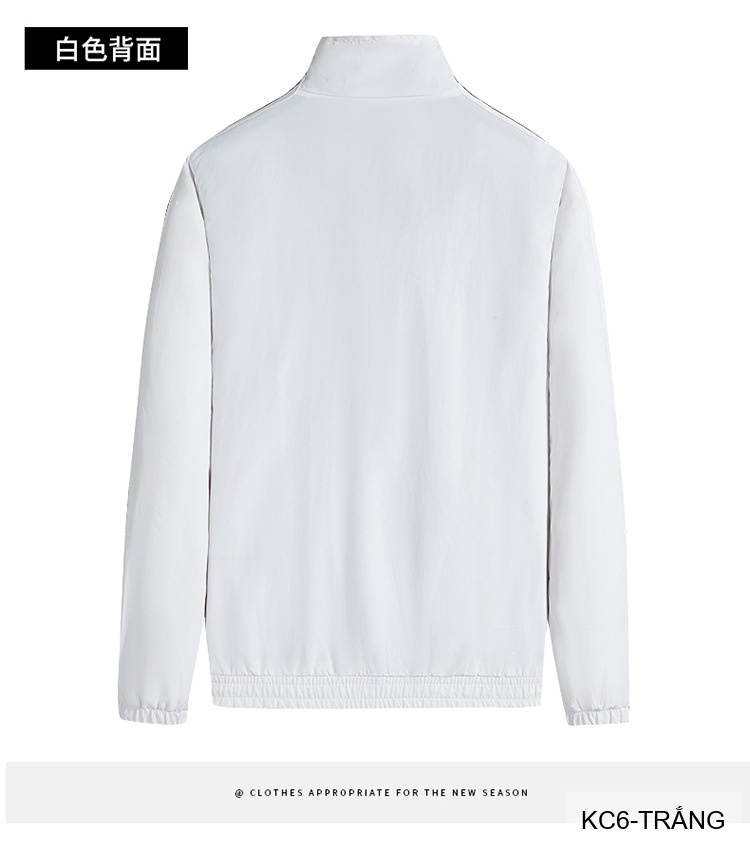 KC6 - Áo khoác nam thể thao cổ đứng tay dài chống mài mòn, thoáng khí, 3 màu trắng xanh lá đen_thumbnail_12