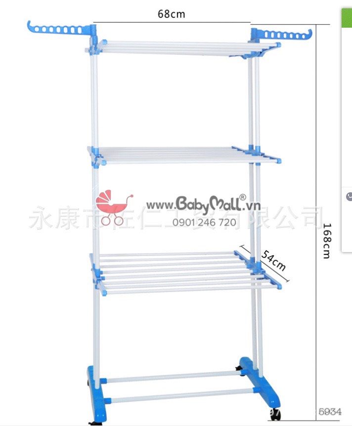 Cây phơi đồ vuông 3 tầng