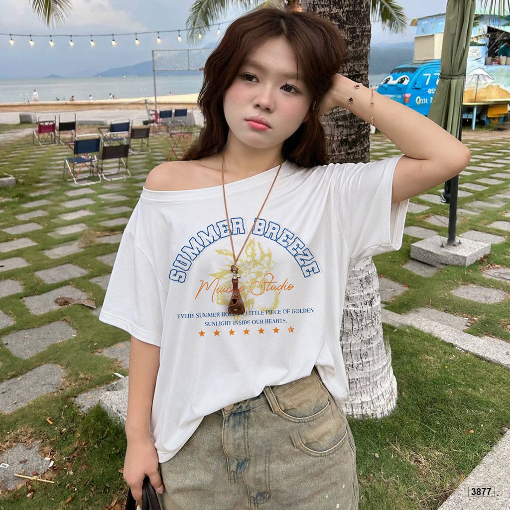 Áo thun nữ lệch vai form rộng Summer Breeze Miucho 3877_thumbnail_4