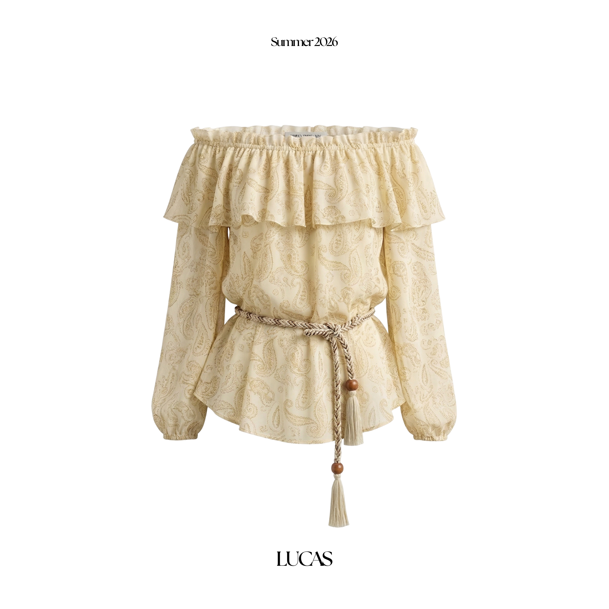 Áo sơ mi trễ vai voan hoa bèo ngực + belt tết, hạt gỗ_thumbnail_6