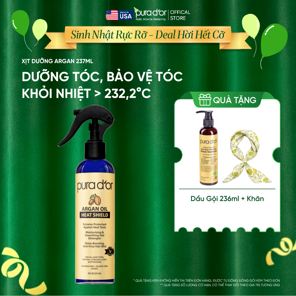 Xịt Dưỡng Giúp Bảo Vệ Tóc Khỏi Nhiệt Pura D'or Argan Oil Heat Shield Chiết Xuất Thiên Nhiên 237ml
