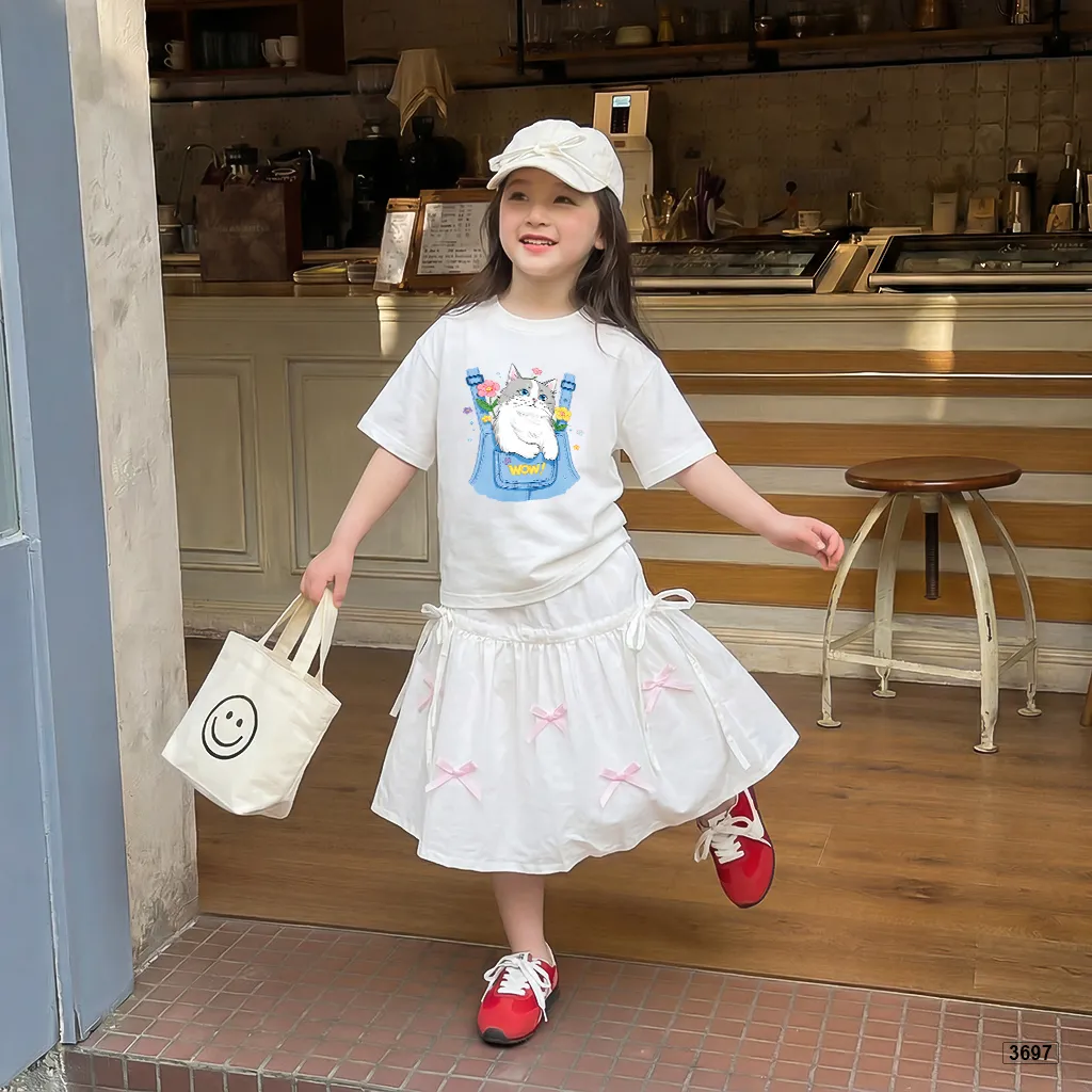 Áo thun bé gái chất mềm mại thoáng mát Mèo con đáng yêu Kado 3697_thumbnail_2