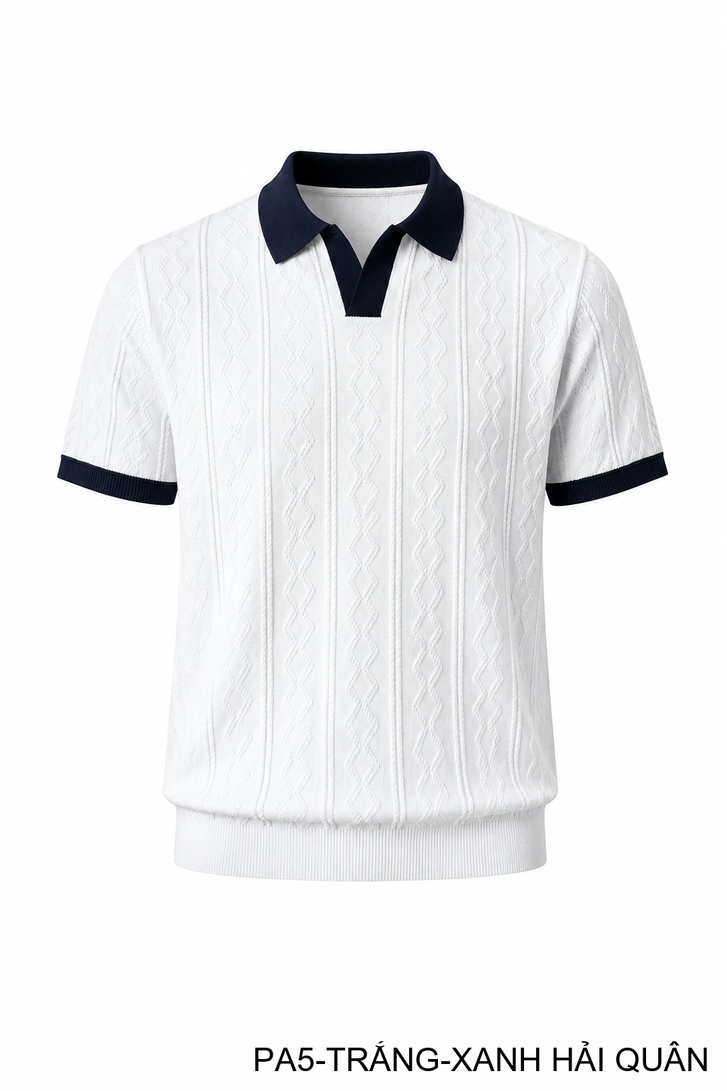 PA5 - Áo Polo Nam Mùa Hè Chất Jacquard Co Giãn, Cổ V Phối Màu Thời Trang, Dáng Ôm Thoáng Khí_thumbnail_2
