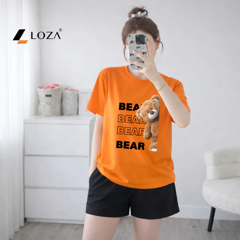 Set đồ nữ LOZA hình gấu Bear - Đồ bộ nữ mùa hè gồm áo thun dáng rộng + quần đùi cotton - BP17_thumbnail_9