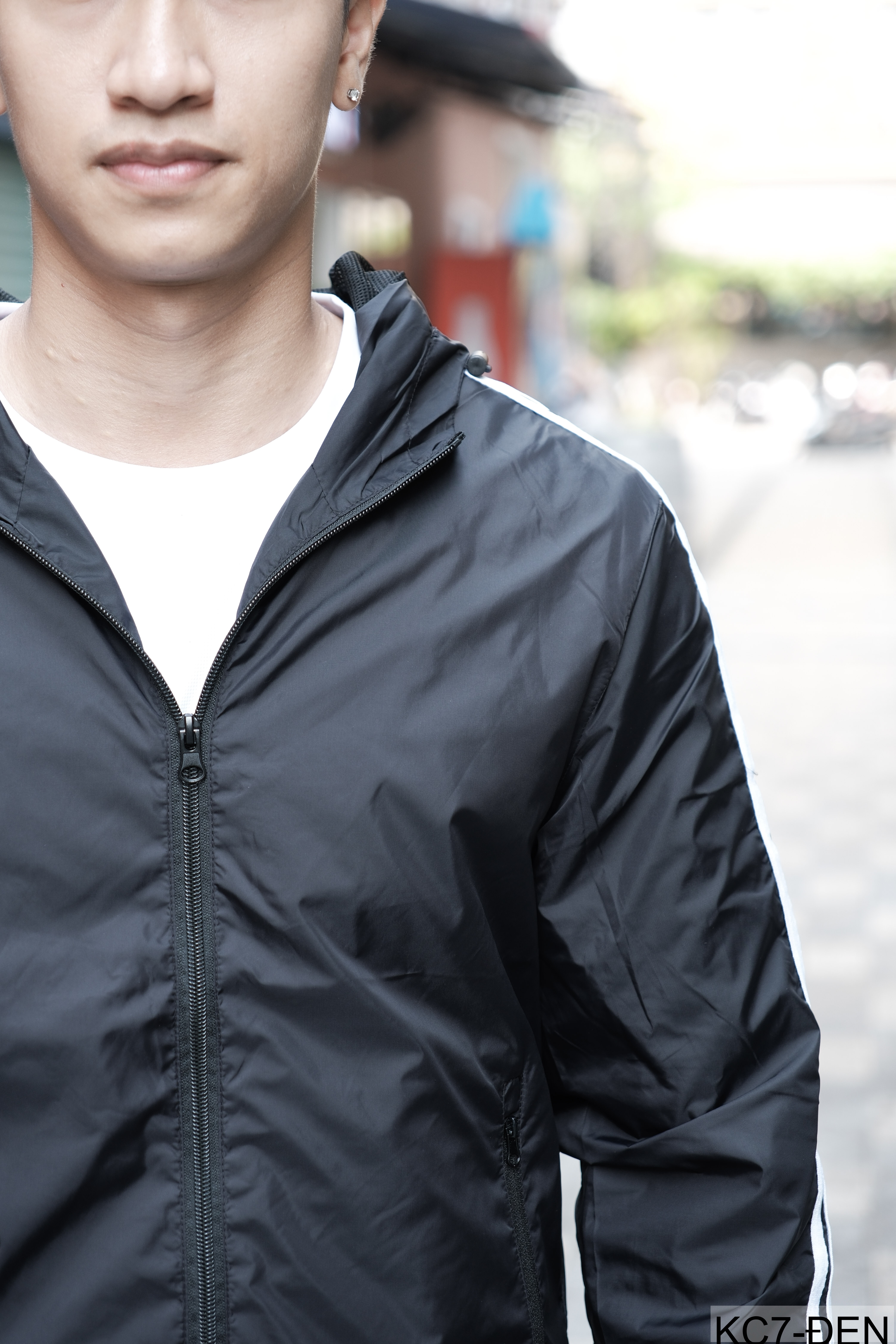 KC7 - Áo khoác nam thể thao oversize tay dài có mũ, chất liệu polyester thoáng mát, 3 màu xanh dương, đen, xanh đậm