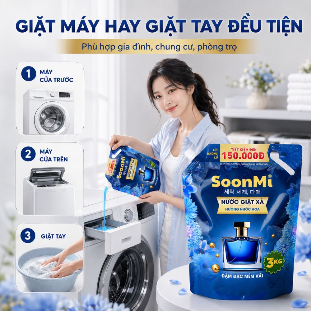 1 Thùng 3 túi Nước Giặt Xả 2 Trong 1 Soonmi 3kg_thumbnail_7