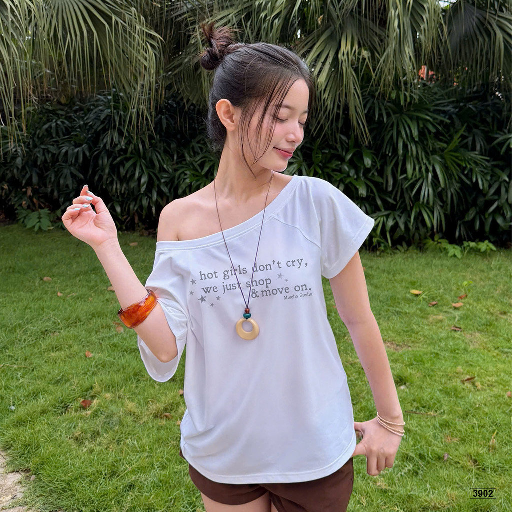 Áo thun form rộng lệch vai thiết kế basic Miucho 3902_thumbnail_2